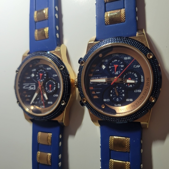 Lot of 2 Daniel steiger renegade rose gold & blue chronograph watch 9346BM PARTS - Picture 7 of 12